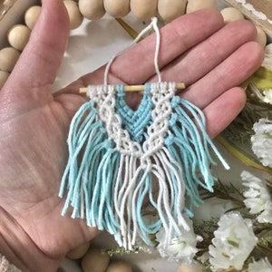 Blue and White Miniature Macrame Wall Hanging • Dollhouse Accessories • Boho Dollhouse
