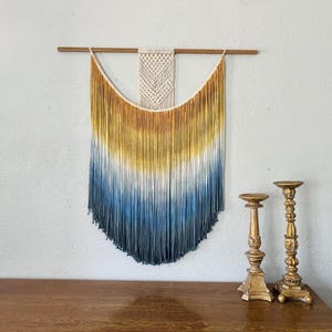 Boho Macrame Wall Hanging: Natural Cotton Fiber Art Tapestry
