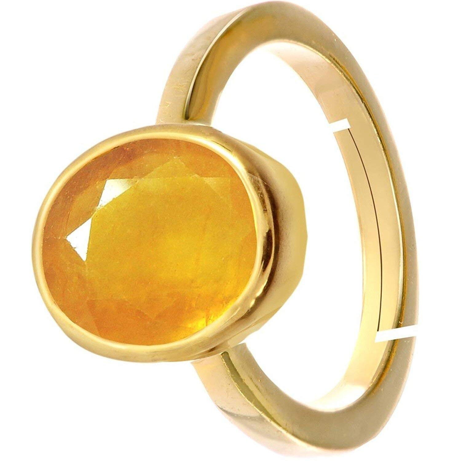 THE UNIQUE KART 7.25 Ratti Yellow Sapphire Pukhraj Gemstone Ring Brass  Sapphire Brass Plated Ring Price in India - Buy THE UNIQUE KART 7.25 Ratti Yellow  Sapphire Pukhraj Gemstone Ring Brass Sapphire