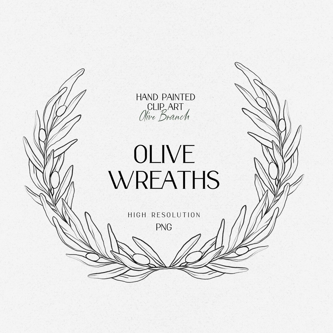 Olive Wreath Line Art Olive Branch Line Art Botanical Clipart