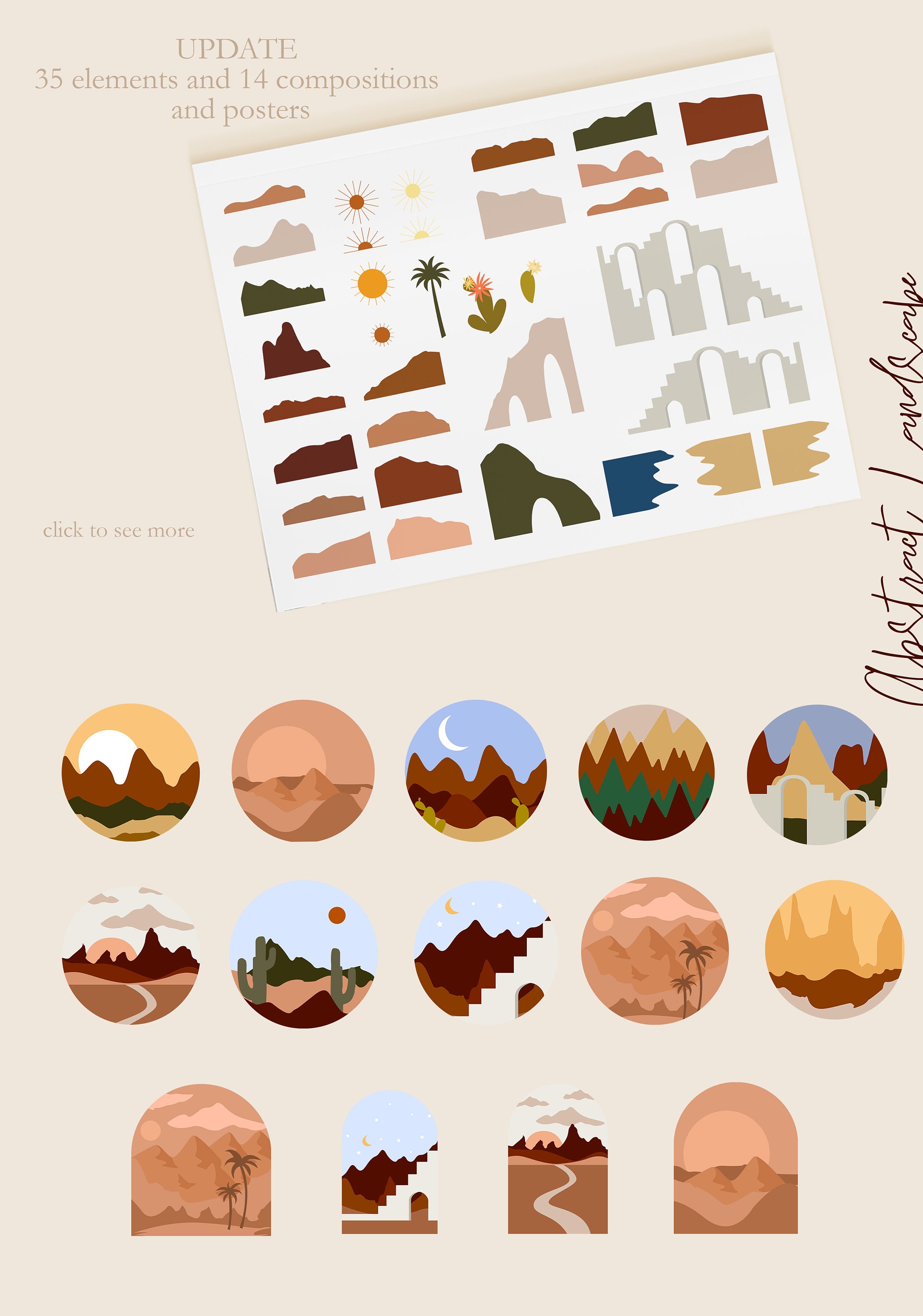 Abstract Landscape Creation Kit Nature Clipart Individual Etsy