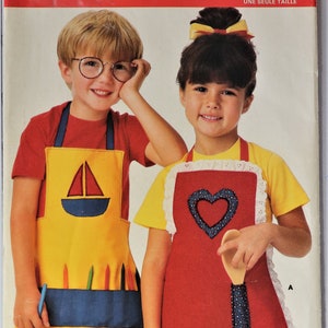 Butterick 4793.  Child aprons pattern.  Vintage 1987 aprons and smocks pattern.  Bib aprons pattern.  Long sleeve smock pattern.  Uncut