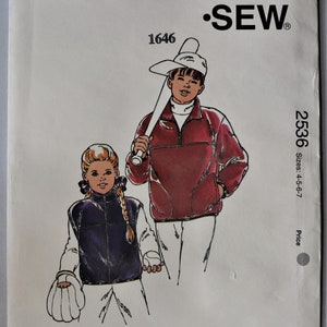 May include: A vintage Kwik Sew sewing pattern, pattern number 2536, featuring illustrations of children in baseball attire. The pattern includes sizes 4-5-6-7. The cover displays the Kwik Sew logo and the designer's name.