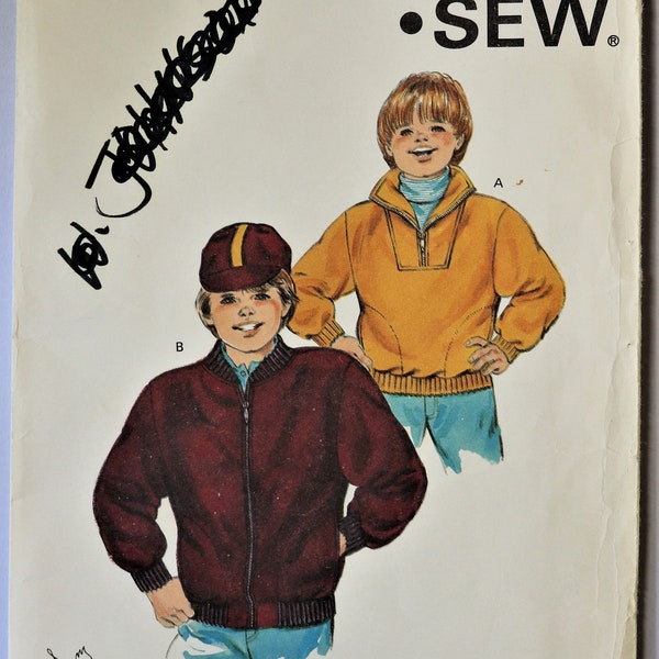 Kwik Sew 1576.  Boys  jacket pattern.  Boys sports jacket pattern.    Child sweatshirt pattern.  SZ 4-7. Uncut