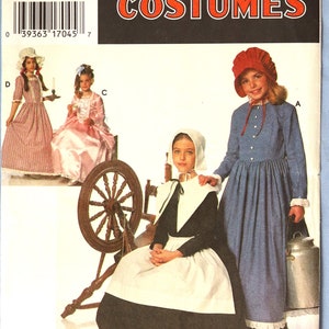 Simplicity 9708.  Girl&#39;s costume dress pattern.  Girl&#39;s Puritan, pioneer or revolutionary war costume pattern.  SZ S,M,L (3-8) Uncut