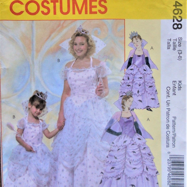 McCall's 4628.  Girl's princess gown pattern.  Girl's Princess, fairy gown pattern.  SZ 3-8. Uncut