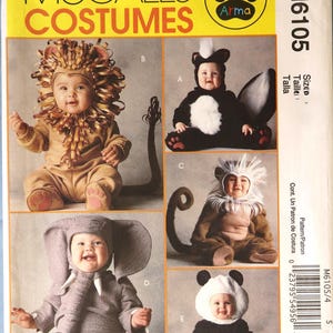 McCall's 8938.   Child toddler animal "Crawling Critters"  lion, skunk, elephant, panda, monkey costume pattern.  SZ 3 Uncut