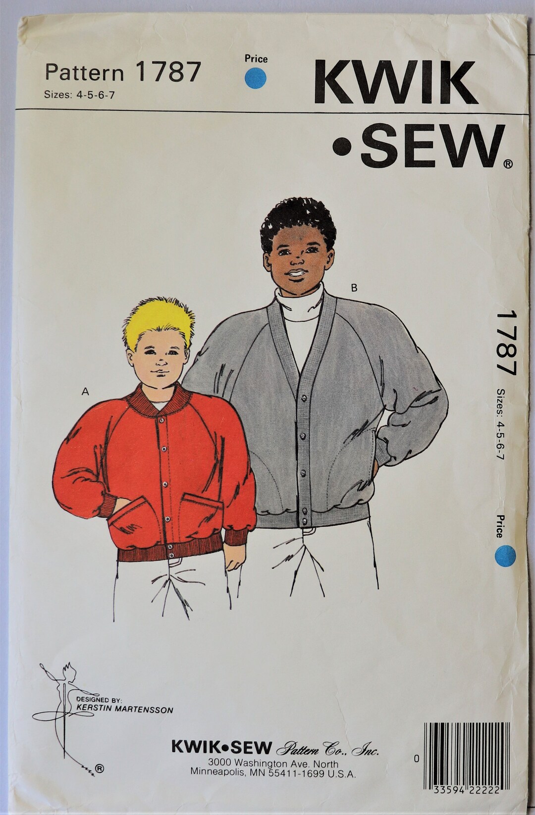 Kwik Sew 1787. Boys Jacket Pattern. Child's Baseball Jacket Pattern ...