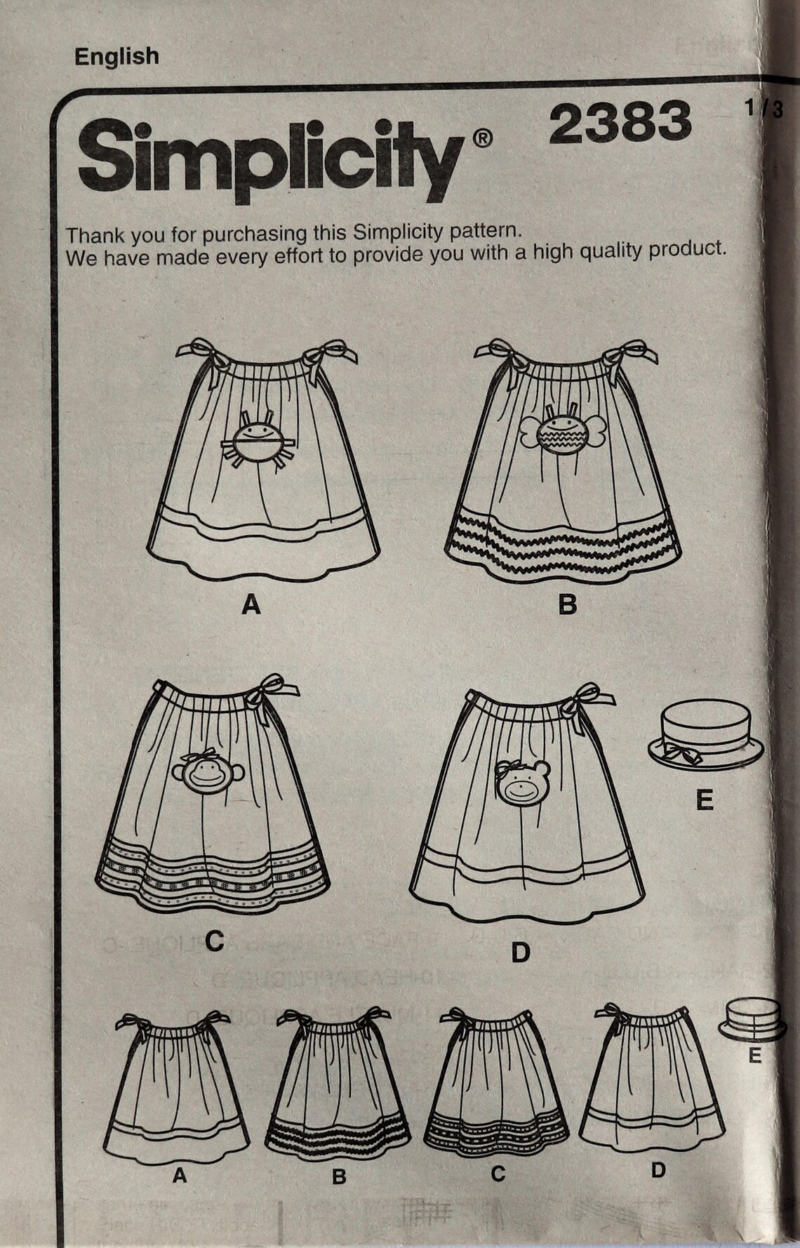 Simplicity 2383. Toddler pillowcase dress pattern. LIttle Etsy