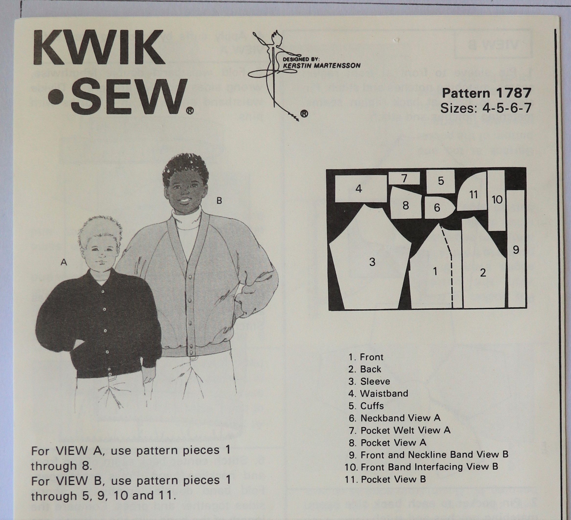 Kwik Sew 1787. Boys Jacket Pattern. Child's Baseball Jacket Pattern ...