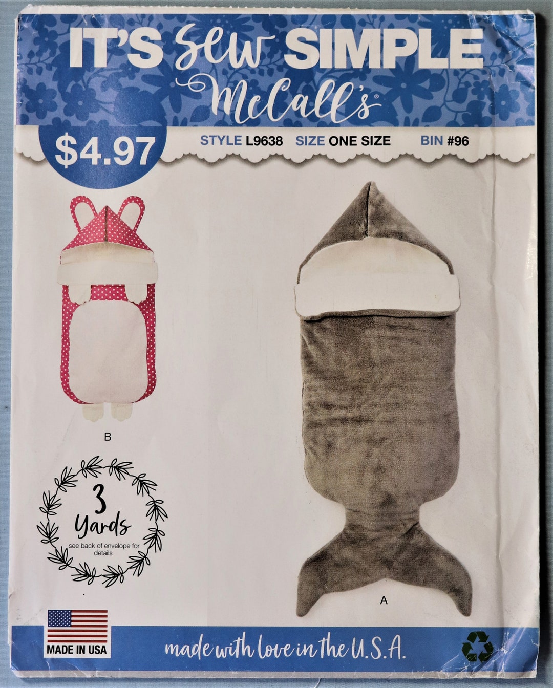 Mccall's 9638. Shark Baby Bunting Pattern. Mermaid Baby Bunting Pattern ...