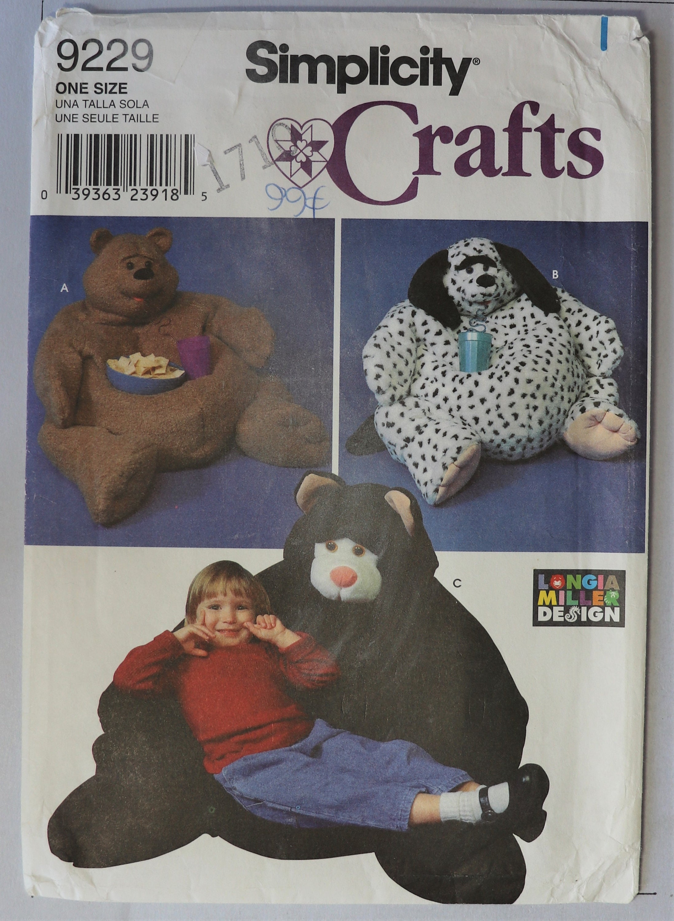 Simplicity 9229. Child Bean Bag Chair Pattern. Child Size Etsy