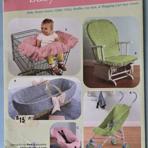 Simplicity 4636.  Baby accessories pattern.  Shopping cart cover, car seat cover, umbrella stroller cover, moses basket insert.  Uncut