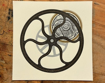 Letterpress Art Print | Old Style Press Gears