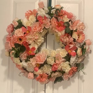 Spring and Summer pretty pink and cream colored Wreath.
