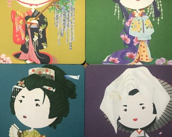 Japanese Geisha Girl in Kimono Mousepad, Traditional Dancer