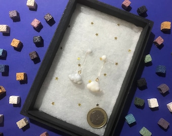 Sunny and stormy cloud 3D printed earrings (hook/stud/clip on)