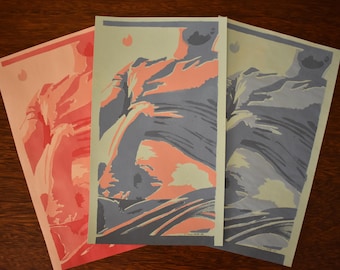 Estampe en édition limitée, réalisée au pochoir à la main, représentant un garçon Tinder, nu masculin de différentes couleurs, peinture acrylique sur papier, homme effronté et sans censure.