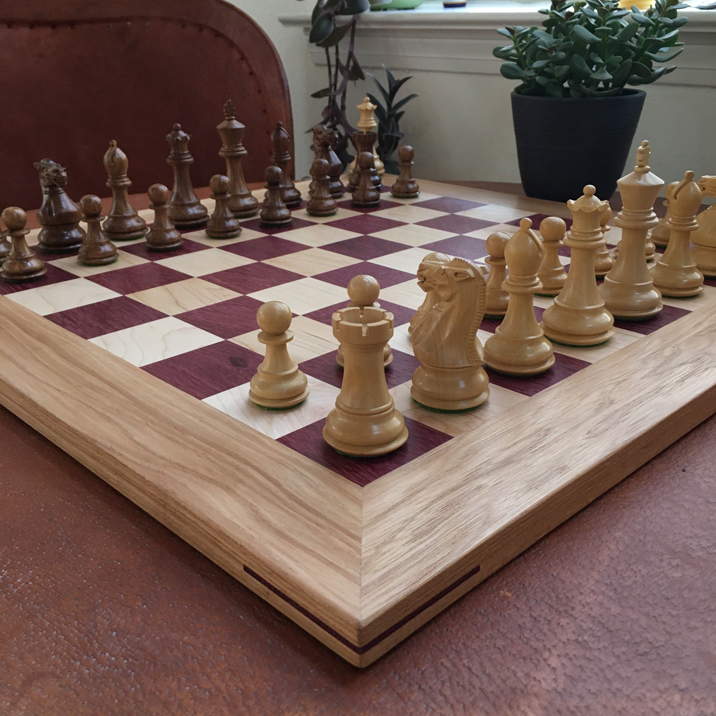 Purpleheart & Bird's Eye Maple Custom Contemporary Ii Chess Board