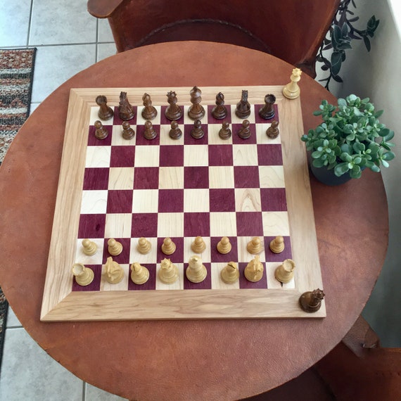 Signature Contemporary III Luxury Chess board - PURPLEHEART / BIRD'S EYE  MAPLE - 2.5 Squares