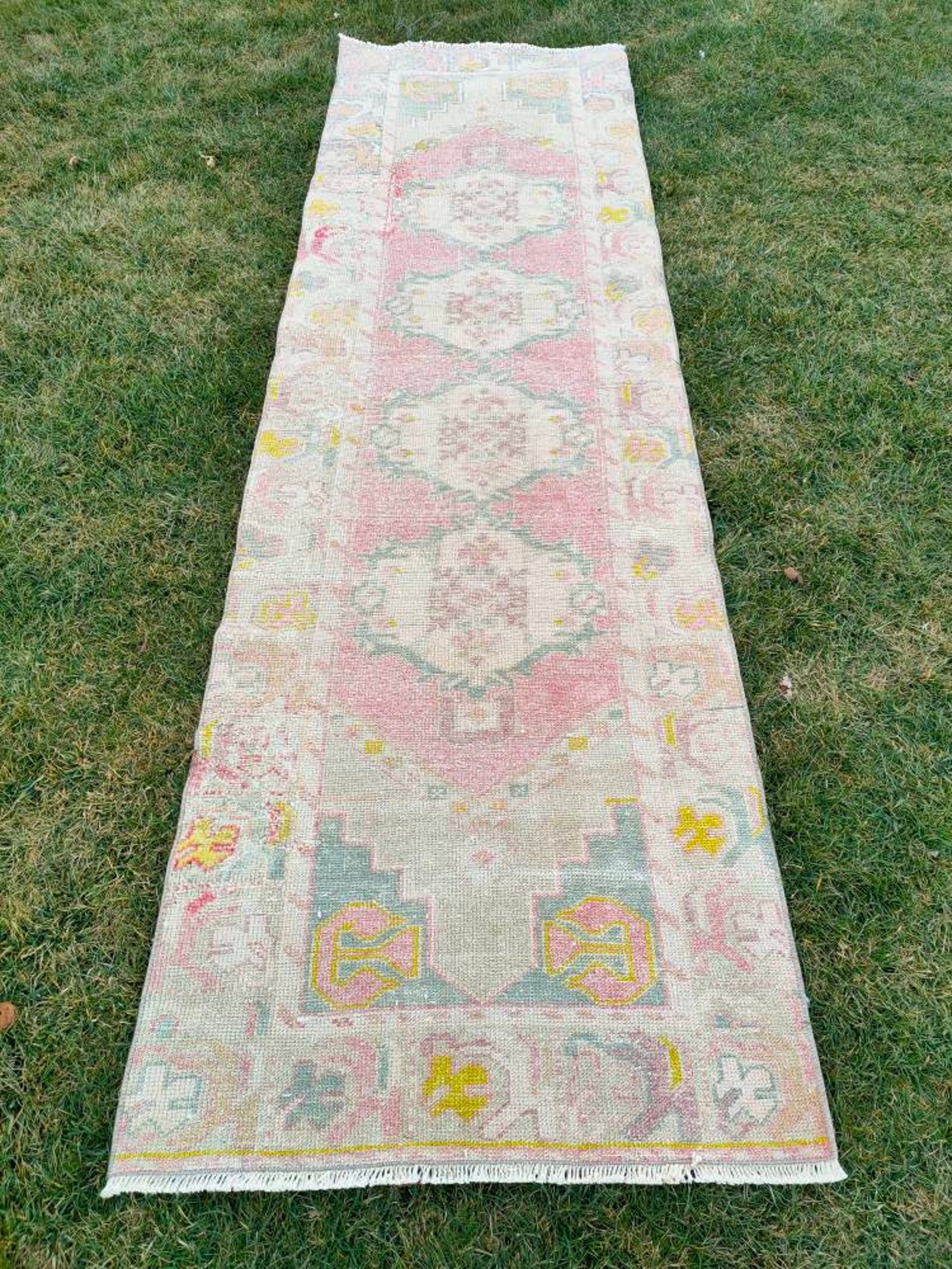 3x10 Turkish Neutral Runner Rug Pinkish Rug Runner Rustic Etsy