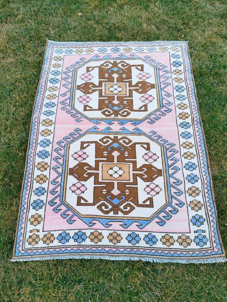 3x5 Antique Oushak Area Rug Kitchen Faded Color Rug's Etsy