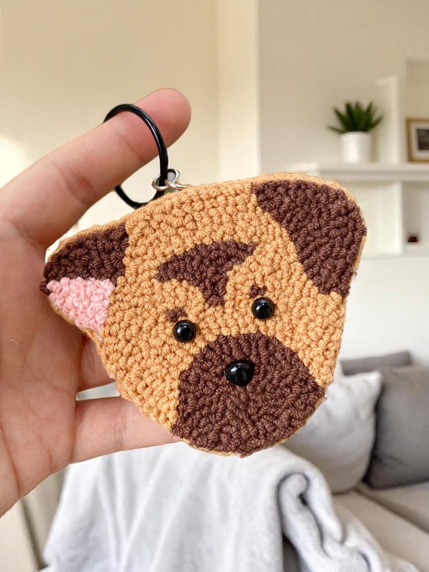 Personalized Punch Needle Pet Needle Keychain, Cute Dog Punch