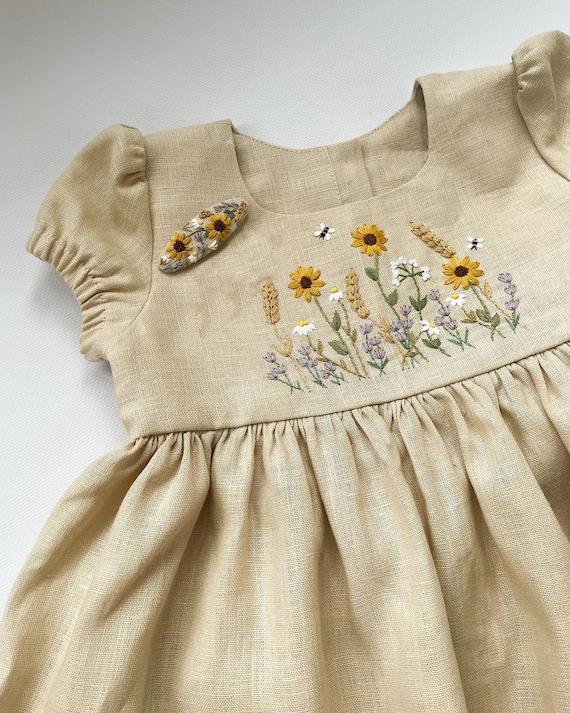 chinese dress ladies Island Leaf Linen Tiered Dress – MILKBARN main image 0