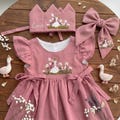 Custom One Silly Goose in Garden Hand Embroidered Dress for Girls,Soft Linen Dress,Toddler Linen Dress,1st Birthday Girl Dress,Kids Clothing product logo