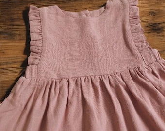 Abito estivo in lino per bambine, abito in lino morbido per bambine, abito in lino per bambine, abito vintage per bambine, abbigliamento per bambini, abito per bambine