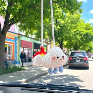 Cute Rainbow Cloud Car Mirror Hanging Accessories, Crochet Rainbow Ornaments, New Car Gift Idea, Gift For Her, Car Decorations, Car Charm