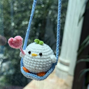 Acessórios para pendurar no espelho retrovisor do carro com pintinhos fofos, enfeites de crochê com pintinhos balançando, ideia de presente para carro novo, presente para ela, decorações para carro, pingente para carro