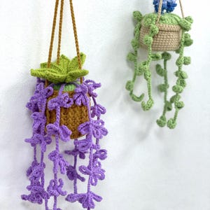 Crochet Plant Car Mirror Hanging Accessories, Crochet Flower Car Ornaments, New Car Gift Idea, Gift For Her, Car Decorations, Car Charm