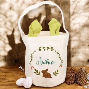 Hase und Karotte Osterkorb mit Hasenohren, individueller Hasenkorb, Ostereisuche Tasche, handgemachter Osterkorb