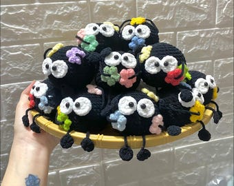Custom Cute Soot Car Mirror Hanging Accessories, Crochet Soot Ornaments, New Car Gift Idea, Gift For Her, Car Decorations, Car Charm