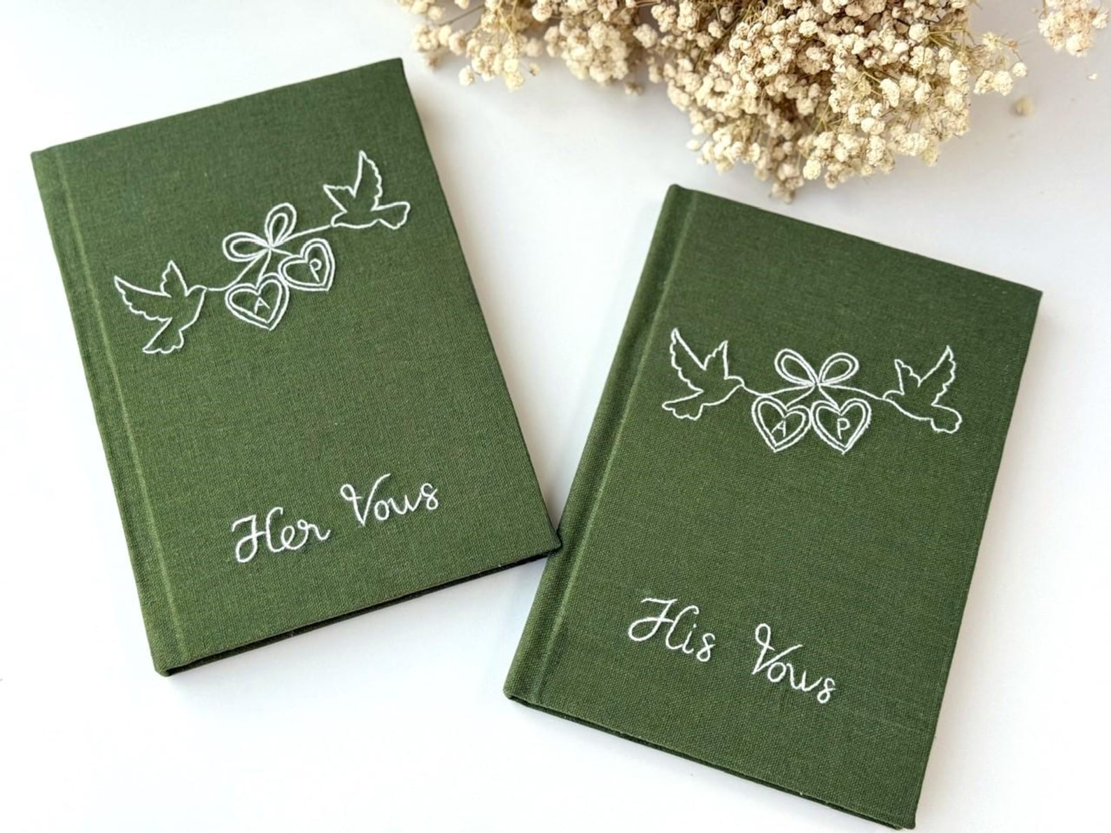 Set of 2 Linen Vow Books