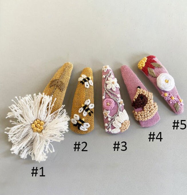 Pink & Yellow Hair Accessories for Girls, Embroidery  display picture 2