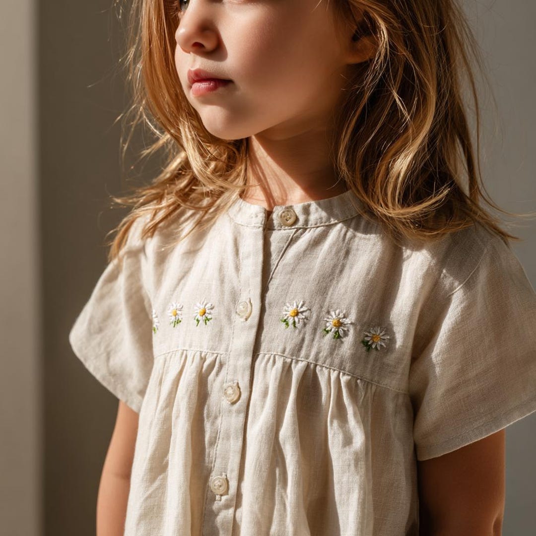 Daisy Embroidery Kids Dress main image 1