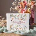 Custom Embroidered Linen Wedding Guest Book, Personalized A4 Landscape Notebook, Hand Embroidered Flowers Memory Book, Hardbound Scrapbook product logo
