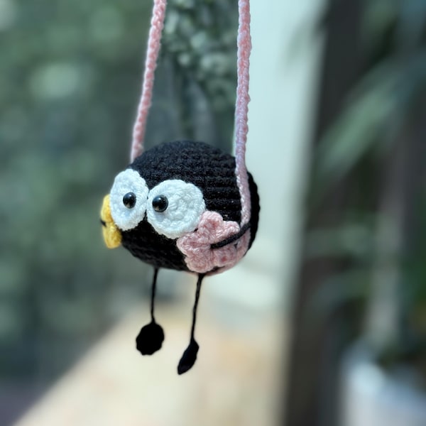Cute Soot Car Mirror Hanging Accessories, Crochet Soot Ornaments, New Car Gift Idea, Gift For Her, Car Decorations, Car Charm