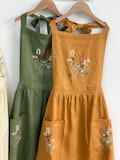 Natural Embroidered Floral 100% Pure Apron, Personalized Hand Embroidered Pure Linen Apron, Wildflower Embroidery Linen Apron for Women product logo