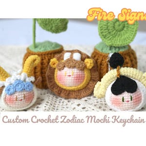 Custom Crochet Fire Signs Zodiac Keychain, Cute Astrological Charm, Handmade Stuffed Aries/ Leo/ Sagittarius Keychain, Horoscope Keychain