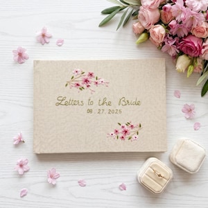 Custom Letters to the Bride Book Hand Embroidered Bridal Shower Memory Scrapbook, Personalized Landscape Notebook, Wedding Guest Book Ideas