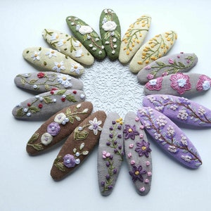 Assorted Hair Clip for Girls, Embroidery TearDrop Hair Clip, Hand Embroidered Hair Clip, Handmade Linen Hair Accessories, Cute Hair Clip