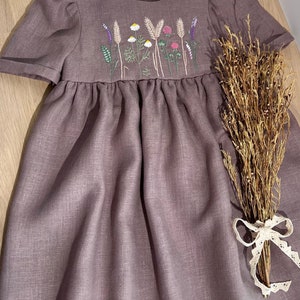 Children&#39;s Dress Made of Linen, Girls Soft Linen Dress, Toddler Linen Dress, First Birthday Girl Dress, Kids Clothing, Dress for Girls