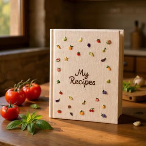 Personalisiertes Rezept-Notizbuch, Meine Rezepte Handgesticktes A5-Notizbuch, Benutzerdefinierter Name Früchte Handgemachtes Stoffbezugs-Notizbuch für Mama
