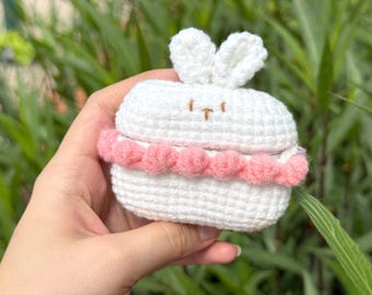 Estuche de conejito para AirPods 1/2/3/Pro/Pro 2, estuche de animales de crochet para AirPods, estuche de crochet hecho a mano para AirPods, estuche de conejo para auriculares