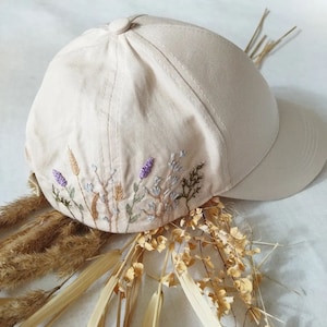 Hand Embroidered Wildflower Baseball Cap, Artisanal Denim Headwear, Crafted Beach Accessory, Sunny Floral Garden Hat, Gift for Mom
