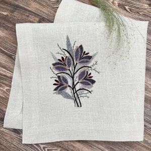 Elegant Hand Embroidered Napkins, Hand Embroidery Linen Table Decoration, Housewarming Gift, Soft Washed Pure Linen Napkin, Linen Napkins
