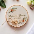 Personalized Floral Hand Embroidered Linen Ring Holder, Custom Embroidery Wedding Hoop, Wedding Ring Holder, Wedding Ring Bearer Pillow product logo